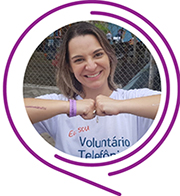 Rosto de Ariane Araújo, durante o Dia dos Voluntários