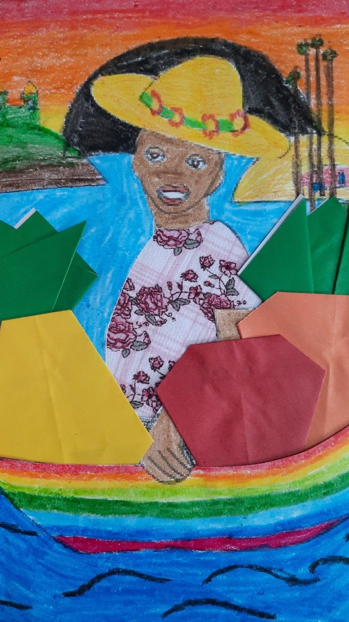 Imagem mostra a ilustração feita por um dos alunos da professora Carmosina, alinhada à temática da Semana da Arte Moderna
