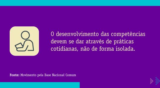 4. O desenvolvimento das competências devem se dar através de práticas cotidianas, não de forma isolada. Fonte: Movimento pela Base Nacional Comum