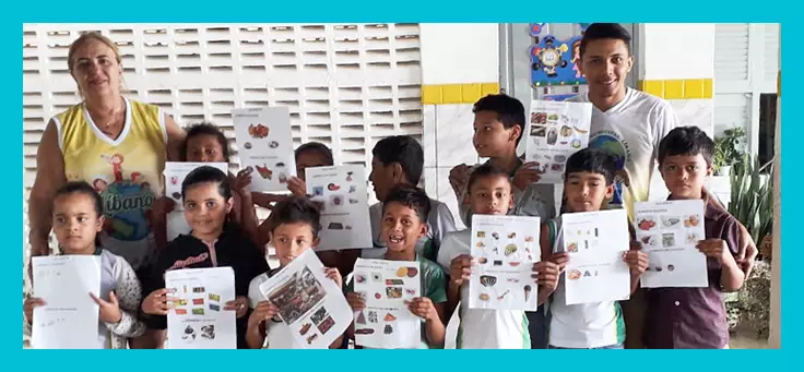 Atividade sobre alimentação saudável feita pelos alunos da Escola Municipal Rosa Amélia de Queiroz